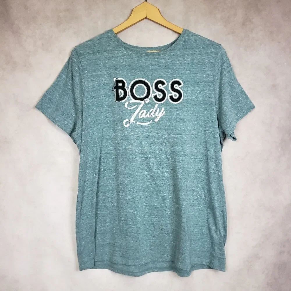 Lane Bryant Boss Lady teal short sleve top
